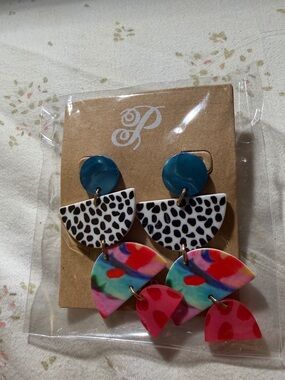 Plunder Teal, Black & Multicolor Kids Dangle Earrings